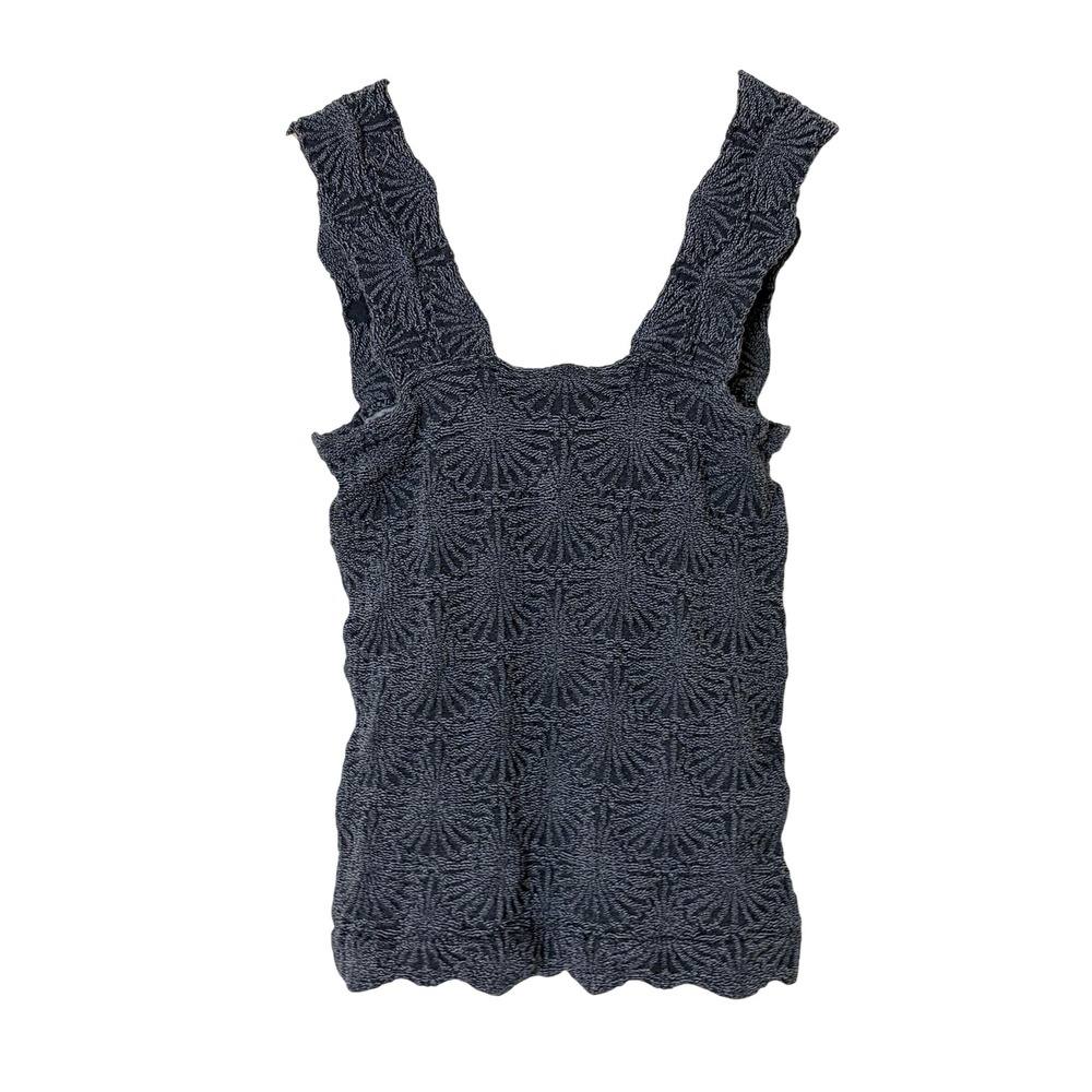 Intimately Free People Grey Textured Fan Knit Ruffle Strap Tank Top Size M/L